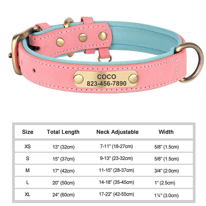 Personalized PU Leather Dog Collar with Engraved ID Nameplate – Anti-Lost, Adjustable for Small, Medium & Large Dogs
