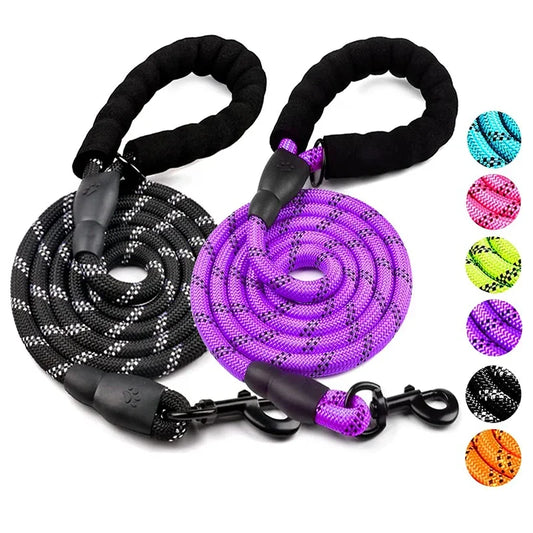 Strong Reflective Nylon Dog Leash – Heavy-Duty, Extra Safe for Big, Medium & Small Dogs