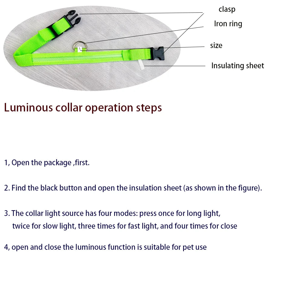 Luminous LED Night Safety Dog Leash – Glow-in-the-Dark, Flashing Nylon Leash for Night Walks