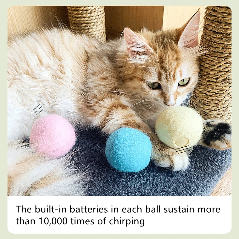 Interactive Plush Catnip Ball Toy – Sound & Touch Activated Smart Cat Ball