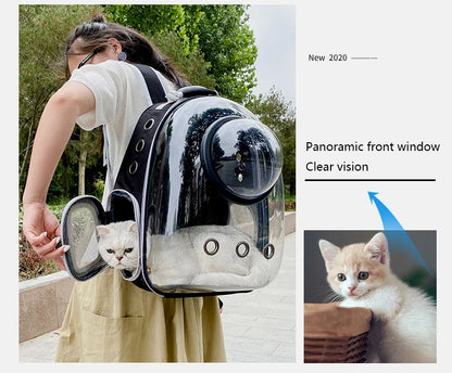 Transparent Space Capsule Pet Backpack – Breathable, Portable & Clear Carrying Bag for Cats & Small Dogs