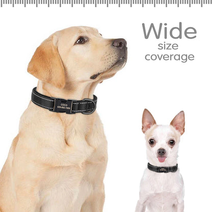 Reflective Personalized Nylon Dog Collar with Engraved ID Tag – Soft Padded, Adjustable for Small to Large Breeds