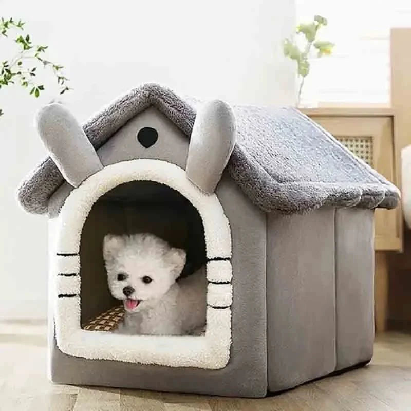 Indoor Warm Dog House & Soft Pet Bed Tent – Removable Cushion Kennel for Small, Medium & Large Pets