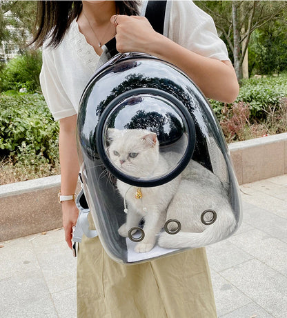 Transparent Space Capsule Pet Backpack – Breathable, Portable & Clear Carrying Bag for Cats & Small Dogs