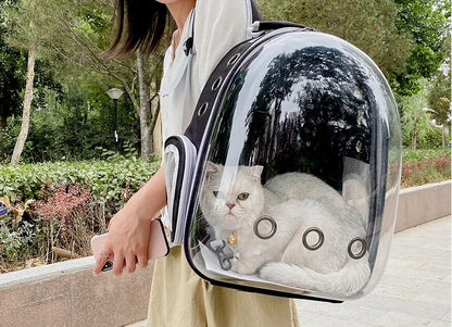 Transparent Space Capsule Pet Backpack – Breathable, Portable & Clear Carrying Bag for Cats & Small Dogs