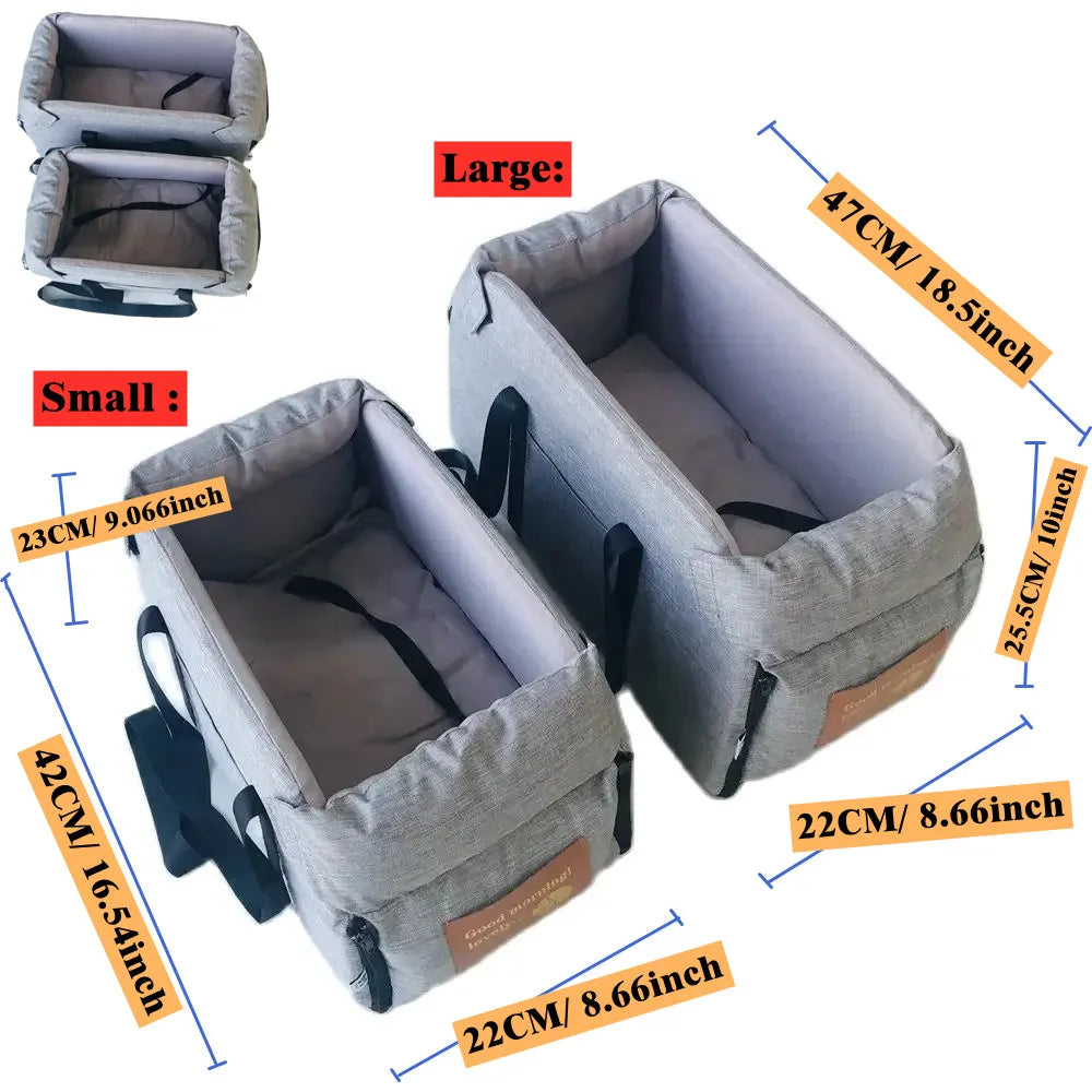 Portable Dog Car Seat Bed & Travel Carrier – Safe, Comfortable Car Seat for Small to Medium Dogs & Cats