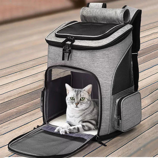 Breathable Pet Carrier Backpack – Foldable Expandable Travel Bag for Cats & Small Dogs