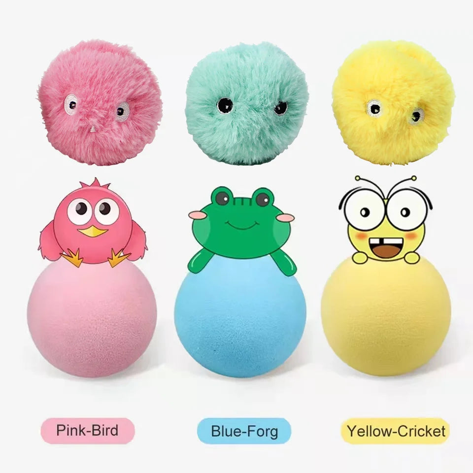 Interactive Plush Catnip Ball Toy – Sound & Touch Activated Smart Cat Ball