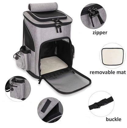 Breathable Pet Carrier Backpack – Foldable Expandable Travel Bag for Cats & Small Dogs