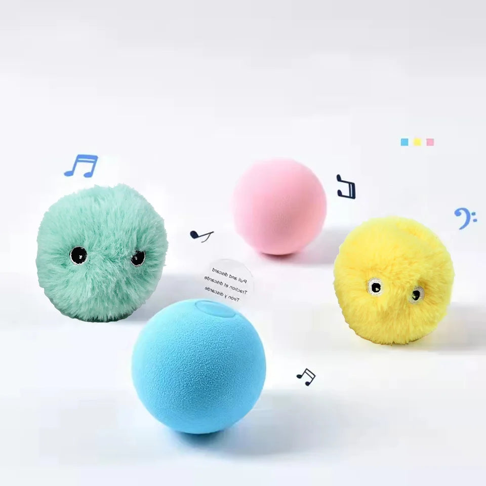 Interactive Plush Catnip Ball Toy – Sound & Touch Activated Smart Cat Ball