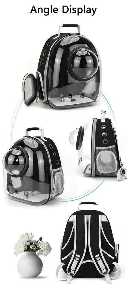 Transparent Space Capsule Pet Backpack – Breathable, Portable & Clear Carrying Bag for Cats & Small Dogs