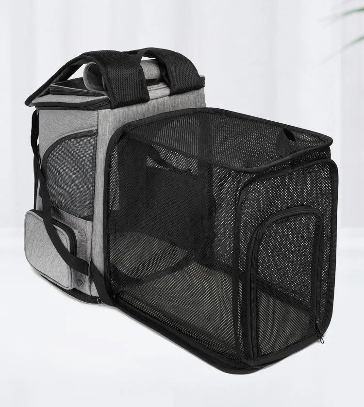 Breathable Pet Carrier Backpack – Foldable Expandable Travel Bag for Cats & Small Dogs