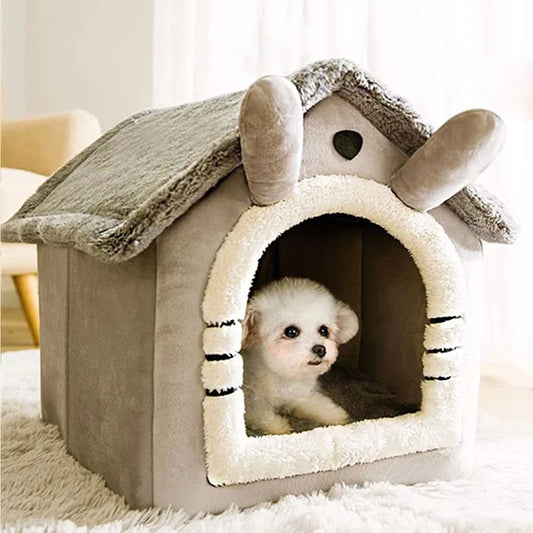 Indoor Warm Dog House & Soft Pet Bed Tent – Removable Cushion Kennel for Small, Medium & Large Pets