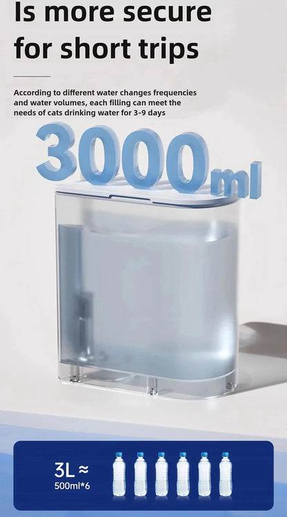 Smart Dump Rechargeable Cat & Dog Water Dispenser – 3L Auto Dumping & Refilling Fountain