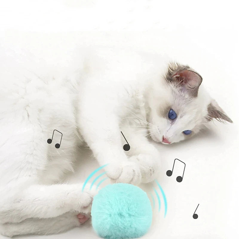 Interactive Plush Catnip Ball Toy – Sound & Touch Activated Smart Cat Ball